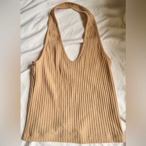 Me To We PacSun Tan Ribbed Halter Top Small